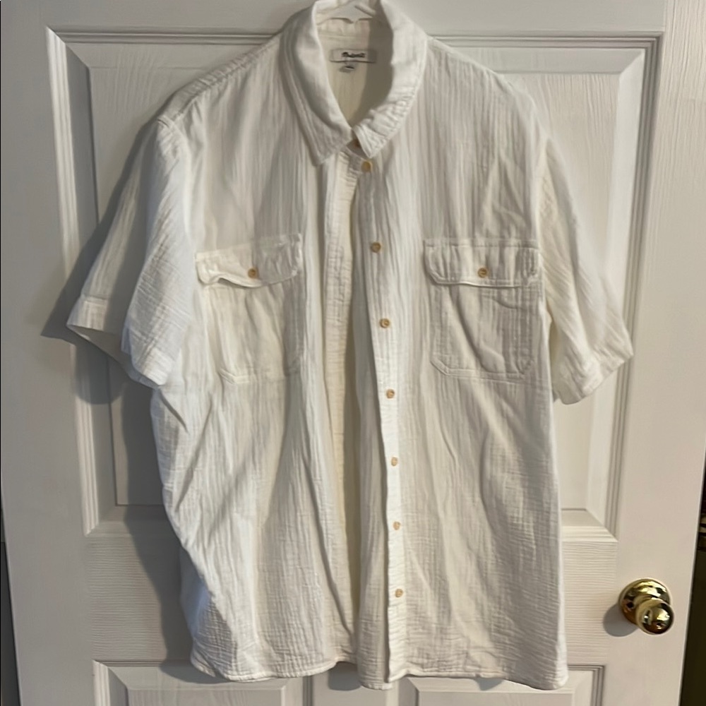Madewell White Casual (oversized) Button Down Shirt Short Sleeves